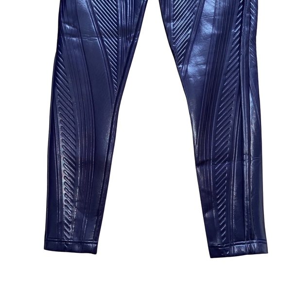 Mugler Shiny Embossed Navy Legging Pant Size 42 - Picture 6 of 11